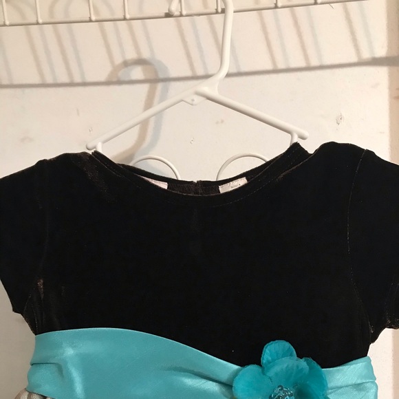Girls chocolate brown dress with turquoise - Picture 3 of 3